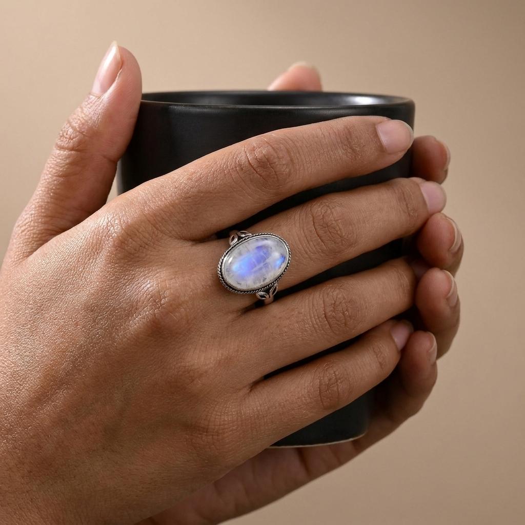 Anillo Piedra de Luna en el día a día